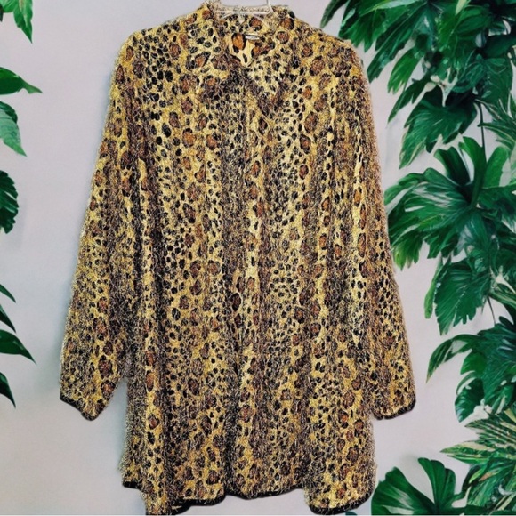 Design 36 Women’s Vtg Exotic Leopard Print Eyelash Duster, Size XL - Picture 1 of 8